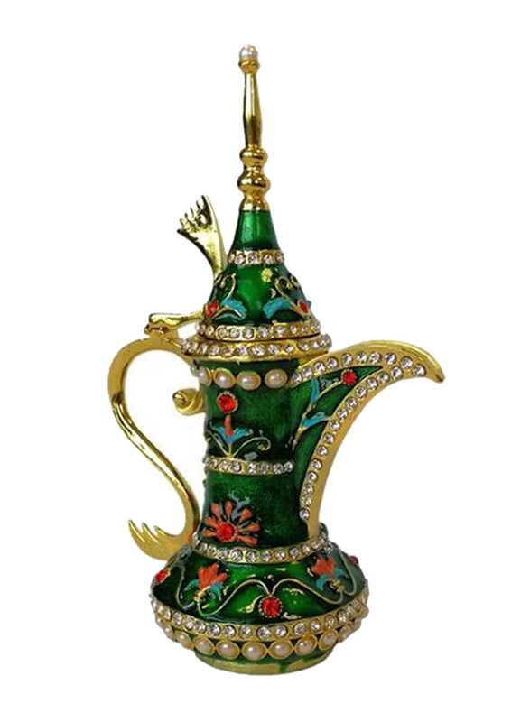 

Generic Decorated Traditional Tea Pot Showpiece, 2.5-inch, Green/Gold/Pink