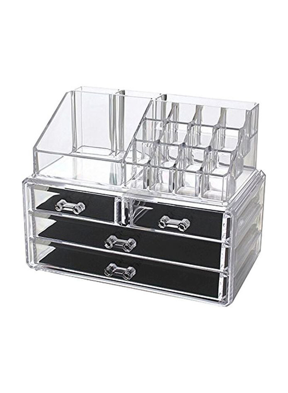 Plastic Acrylic Multi Grid Makeup Organizer, Clear