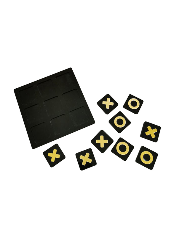 Acrylic 2 Players Tic Tac Toe Game Set, Black/Yellow