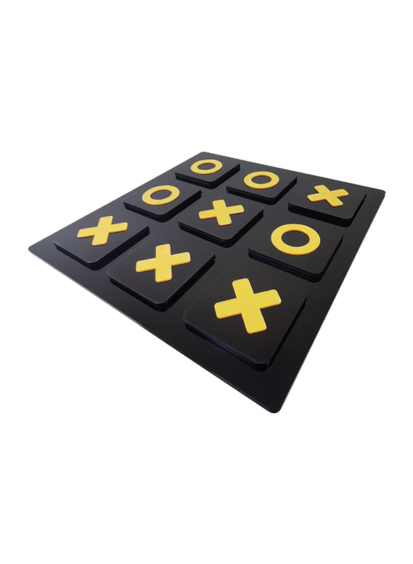 Acrylic Handmade Tic Tac Toe Game, Black/Yellow