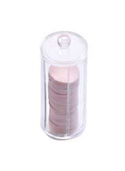 Round Make Up Cotton Pads Swab Storage Case Box Organizer Cosmetic Holder, Clear