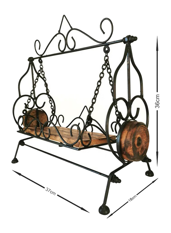 Swing Antique Showpiece, 37 x 36 x 18cm, Black/Brown