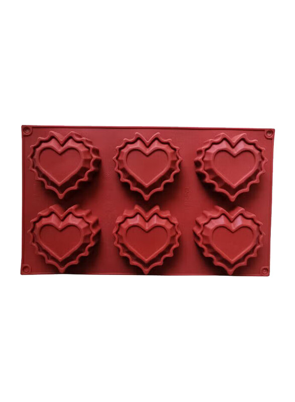 

Generic 6-Cavity Heart Shaped Cake Mold, MLDND-34, 30x17.5x2cm, Red