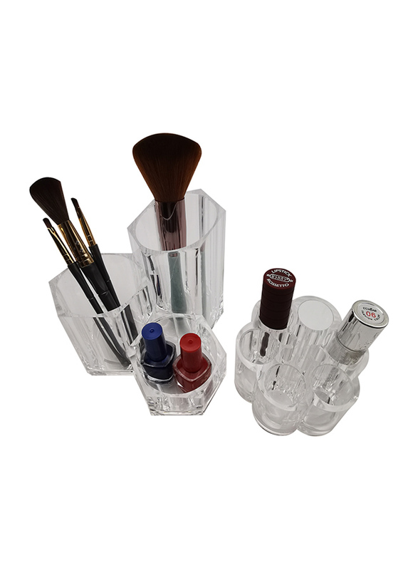 Acrylic Cosmetic Make-up Brush Storage Box and Lipisticks Holder, 2-Pieces, Clear