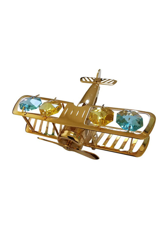 

Generic Home Decor Helicopter Shape Showpiece with Spectra Crystal, 8 x 9cm, Gold