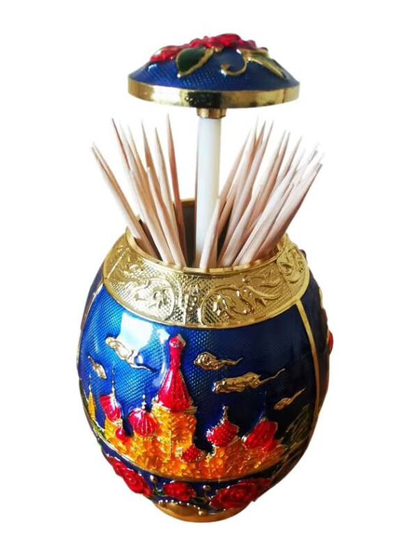

Asmat Automatic Toothpick Holder, Blue/Red/Gold
