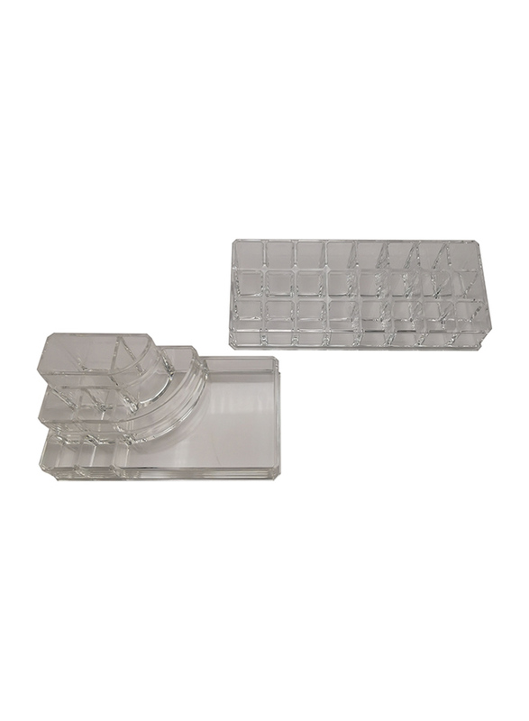 Acrylic Cosmetics Makeup Organizer Lipisticks Holder, Set of 2, Clear