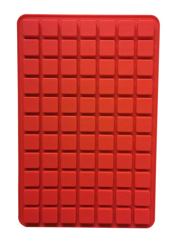 33cm 77-Cavity Silicone Chocolate Square Baking Mould, 33 x 22cm, Red