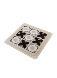 10-Piece Creative Wooden Tic Tac Toe Game, Black/White/Brown