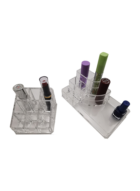 Acrylic Makeup Cosmetic Box Lipistick Storage Holder, 2-Pieces, Clear