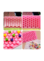 55-Mini Heart Shape Ice Cube Fondant Chocolate Tray Mould, 46196, Pink