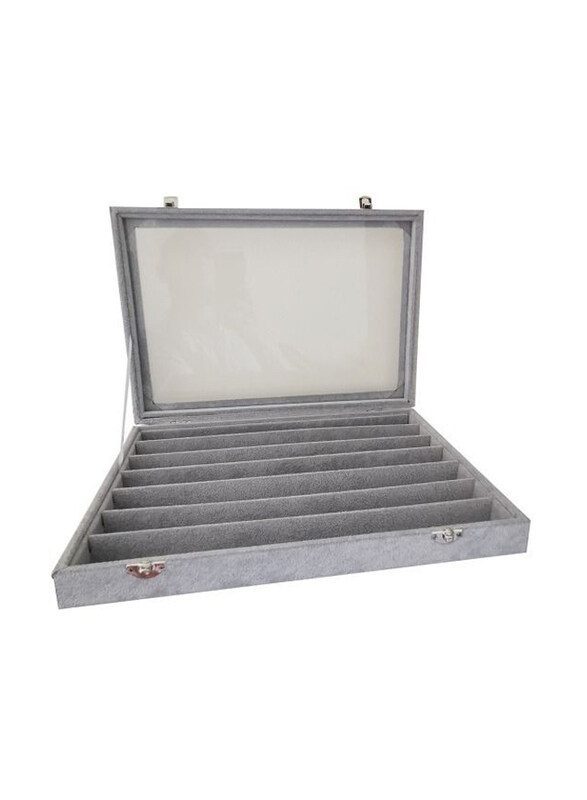 

Generic Velvet Jewellery Display Case Store Showcase Box, Grey