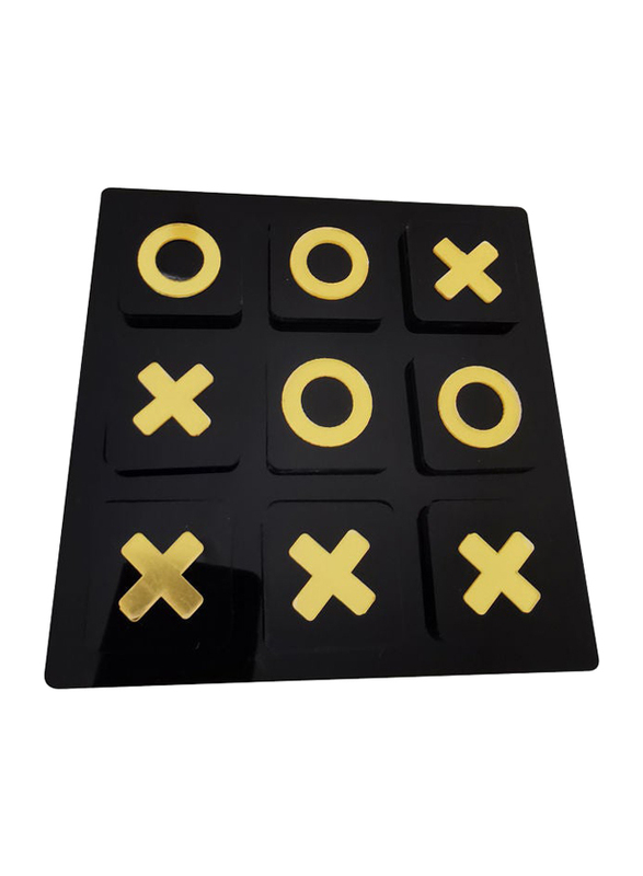 Acrylic 2 Players Tic Tac Toe Game Set, Black/Yellow