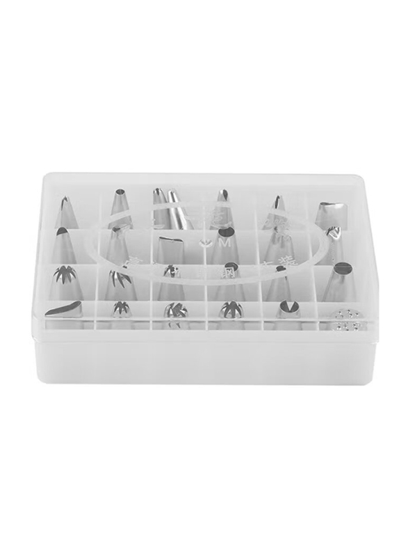 24-Pieces Stainless Steel Piping Nozzles, Silver