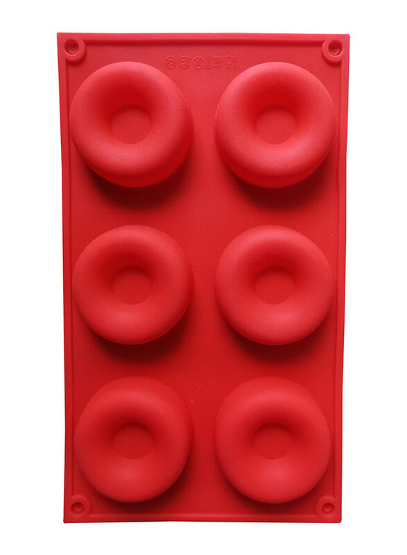 

Generic 29cm 6-Cavity Doughnut Round Baking Mould, 29 x 17cm, Red