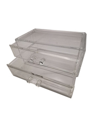 Acrylic Makeup & Jewelry Organizer with 2 Draw Cosmetic Storage Display Box, Clear