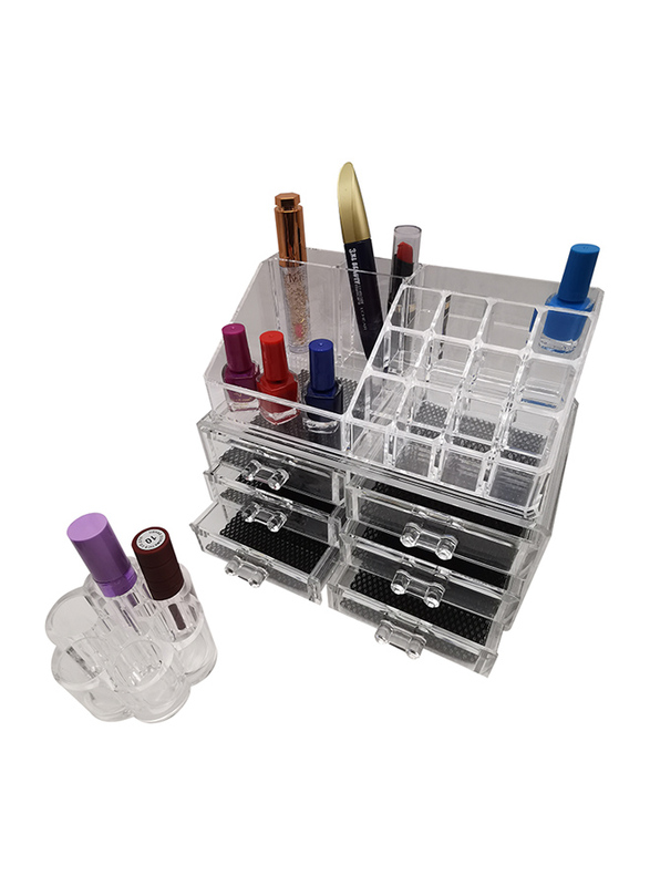 Acrylic Makeup Organizer Cosmetic Jewelry Display Lipistick Holder, Clear