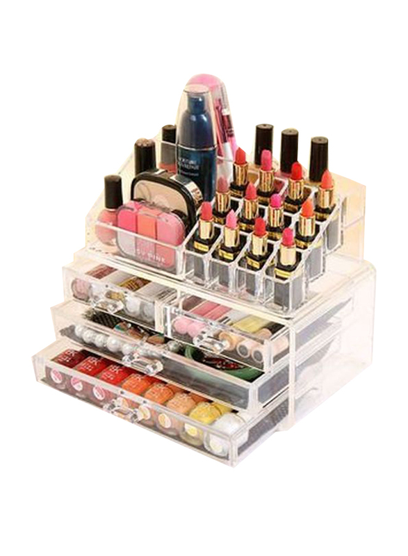 Plastic Acrylic Multi Grid Makeup Organizer, Clear