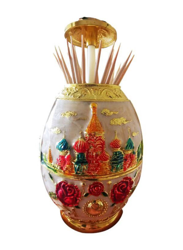 

Asmat Automatic Toothpick Holder, White/Red/Gold