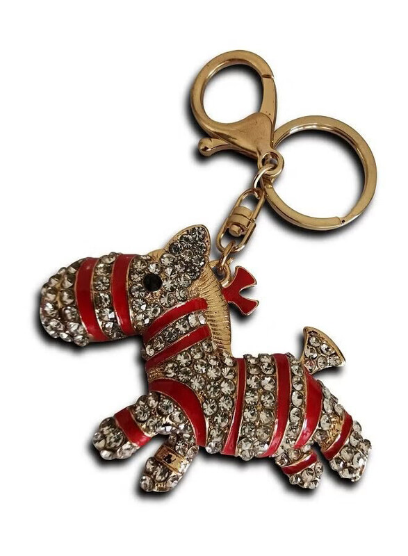 

Generic Stone Sparkles Jewelled Donkey Keychain, Red