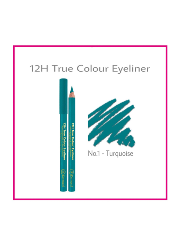 Dermacol 12H True Colour Eyeliner, No. 1 Turquoise, Green