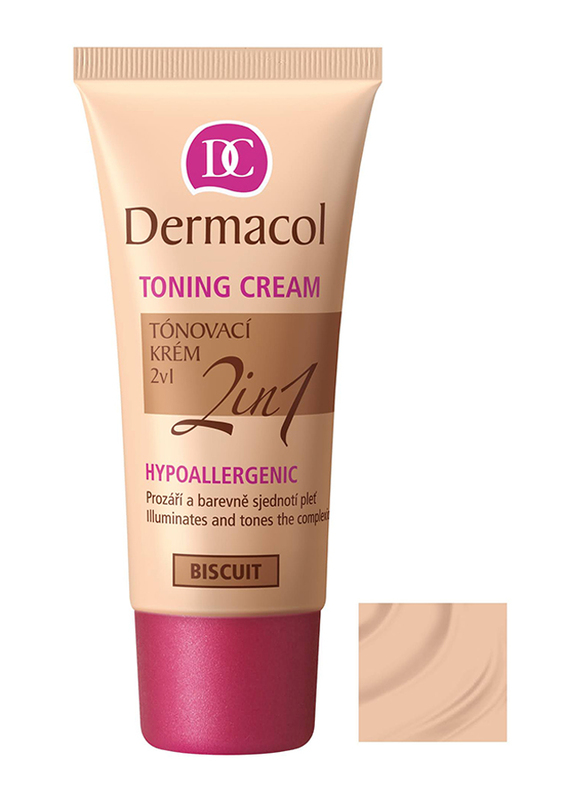 Dermacol 2-in-1 Toning Cream Foundation, 30ml, Biscuit, Beige