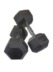 Gainmotion Hex Rubber Dumbbells Set, 2 x 22.5KG, Black