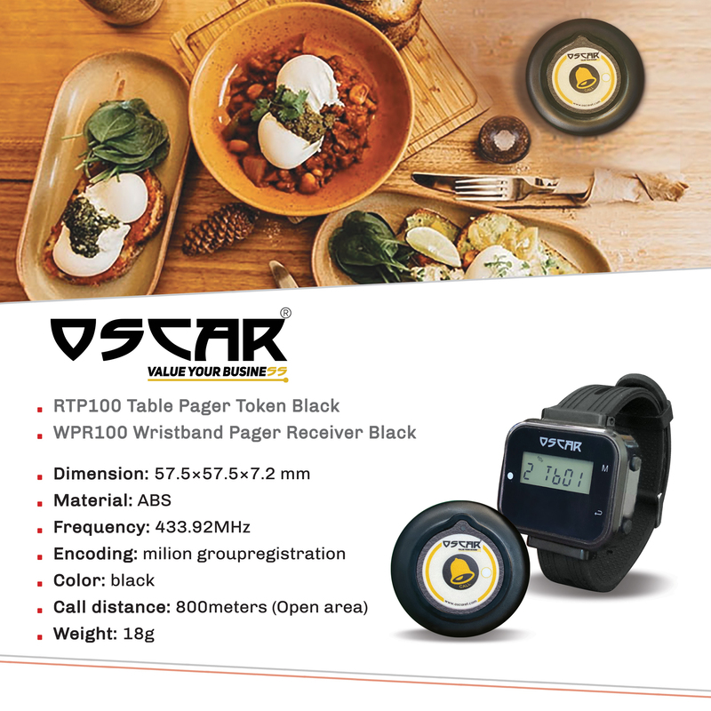 Oscar WPR100 Wrist Pager with 2 Wireless Call Buttons, Black