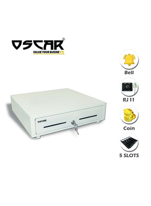Oscar POS System, Intel J1900 2.0 GHz, 4GB RAM, 64 SSD. 15 inch Touchscreen POS Terminal, Thermal Receipt Printer 80mm, Cash Register Drawer, Without POS Software, White