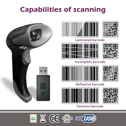 Oscar UniBar II BT 3-in-1 Wireless 2D 1D QRCode Barcode Scanner with Dongle, Black