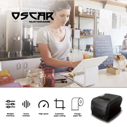 Oscar POS88F Thermal POS Receipt Printer with Auto-Cutter & Kitchen Beep, 80mm, Black