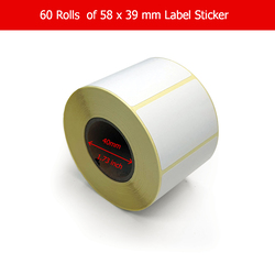 Oscar Sticker Labels for Barcode Label Printer, 60 x 800 Labels, White