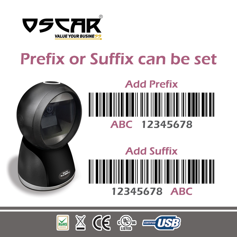 Oscar UniBar CoreBit 1D QR 2D Barcode Scanner, Black