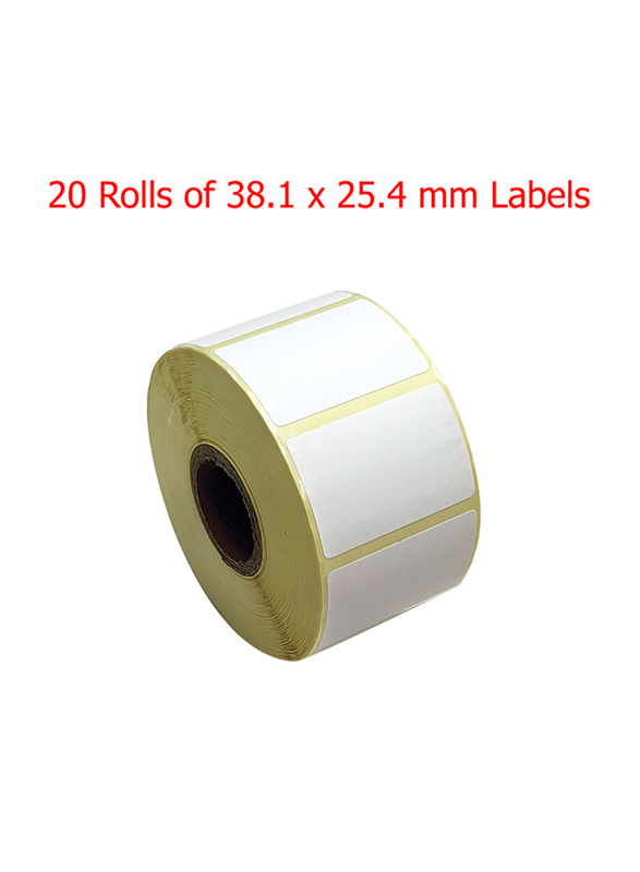 Oscar Sticker Labels for Barcode Label Printer, 20 x 1000 Labels, White