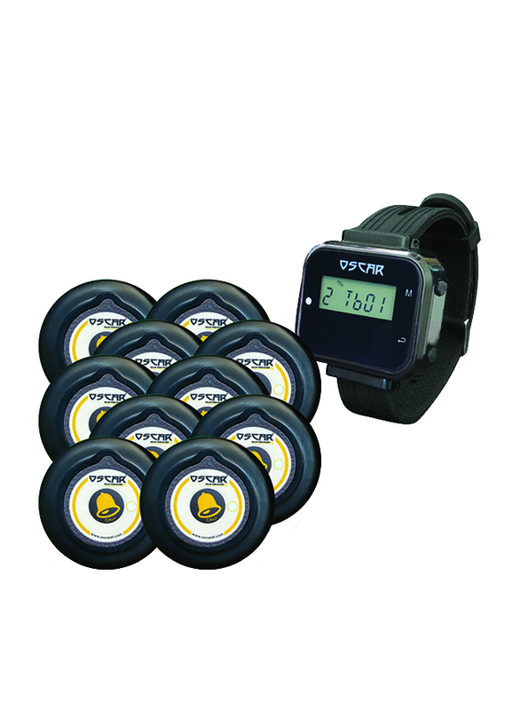 Oscar WPR100 Wrist Pager with 10 Wireless Call Buttons, Black