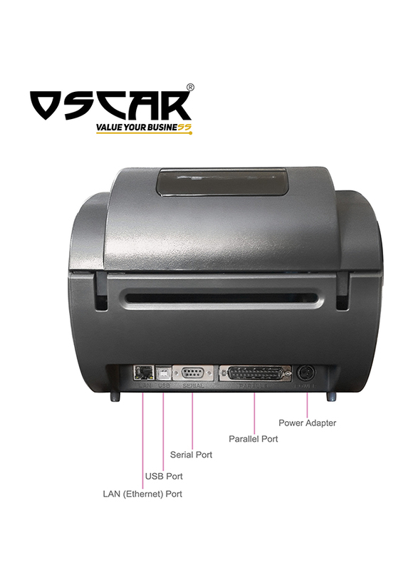 Oscar OBP-1125F Thermal Transfer and Direct Thermal Barcode Label Printer, 110mm, Grey