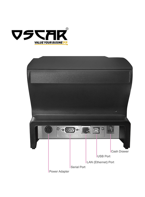 Oscar POS88F Thermal POS Receipt Printer with Auto-Cutter & Kitchen Beep, ESC/POS Support, 80mm, Black