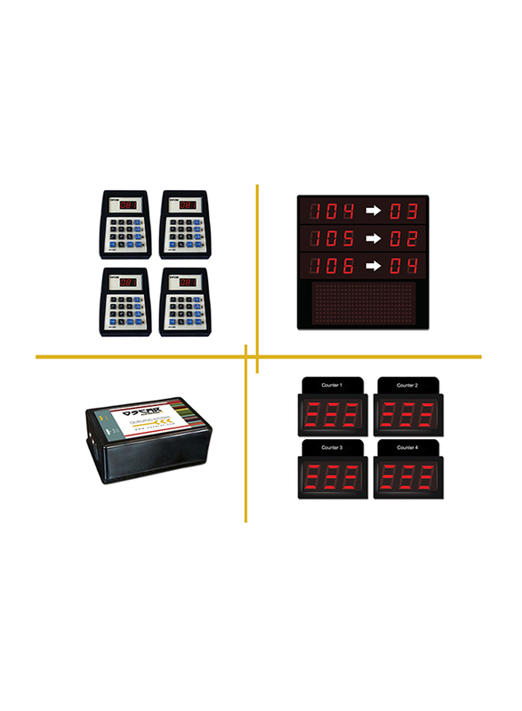 Oscar QMS 4A Ticket Queue Management System with Voice Calling Module and Displays, Black