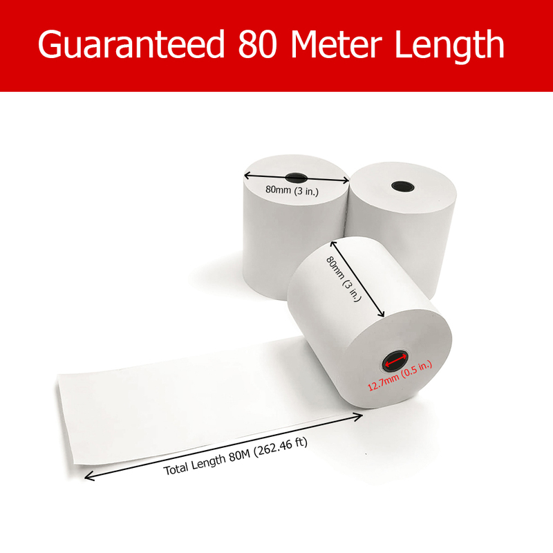 Oscar Thermal POS Receipt Printer Paper Roll, 80mm x 80m, 30 Rolls, White