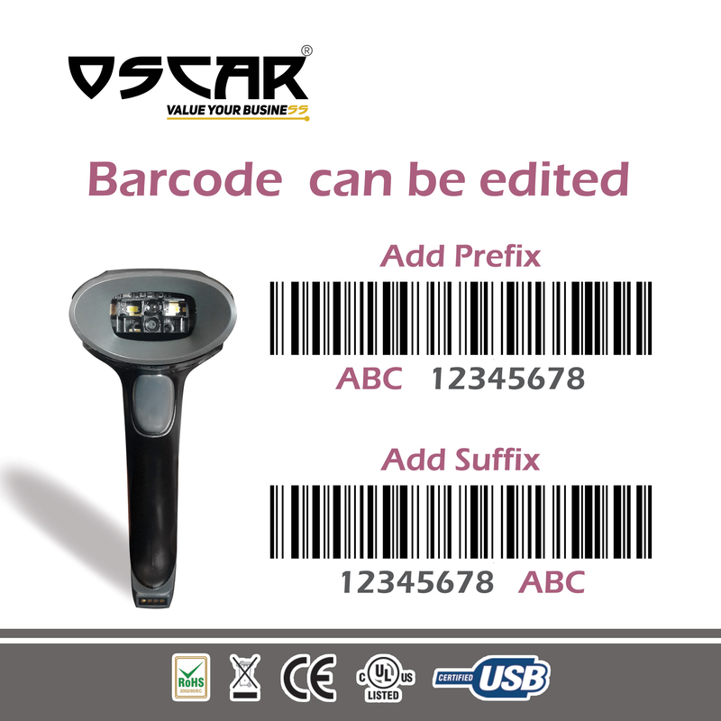 Oscar UniBar II BT 3-in-1 Wireless 2D 1D QRCode Barcode Scanner with Dongle, Black