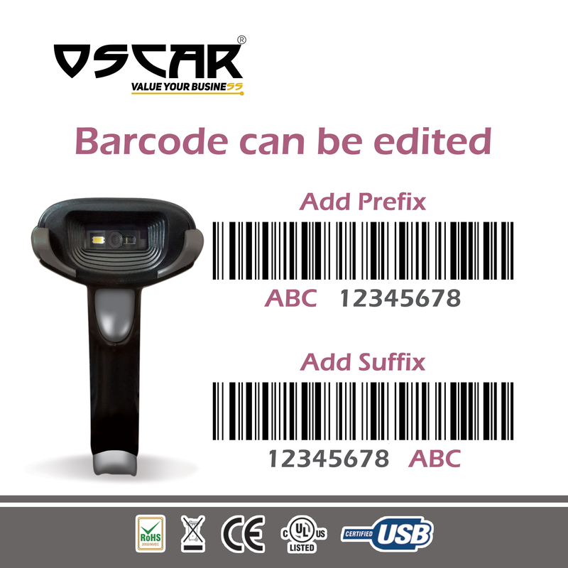 Oscar UniBar II 1D QR 2D Barcode Scanner, Black