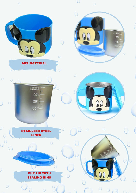 Kids Stainless Steel 3D Mug w/ Disney Characters (Mickey Blue) 126g