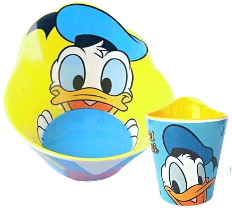Disney Character Children Melamine Anti Shock Drop Proof Dining Bowl and Cup Set DONALD