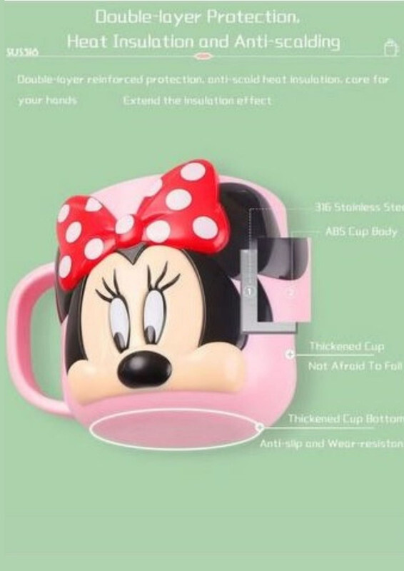 1pc 3D Cartoon Kids Drink Water Cup Stainless Steel Milk Cup 300ml ( MINNIE MOUSE )