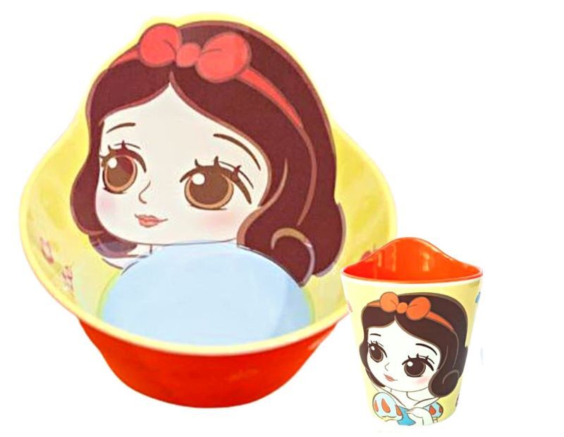 Disney Character Children Melamine Anti Shock Drop Proof Dining Bowl and Cup Set SNOW WHITE