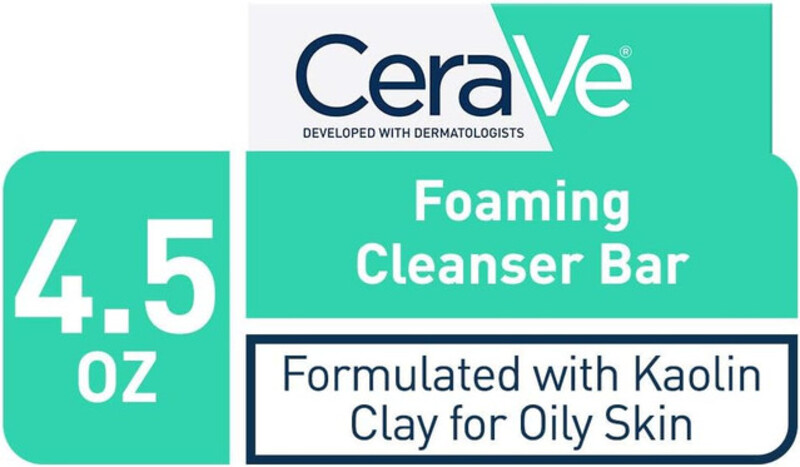 CeraVe Foaming Cleanser Bar Soap-Free Body and Face Cleanser Bar for Oily Skin, Fragrance Free, 4.5 Ounce