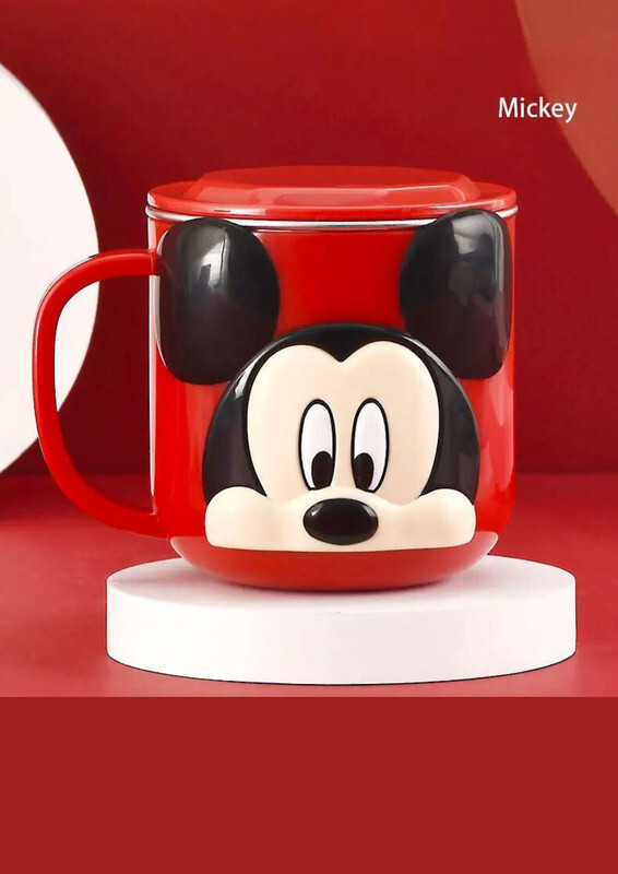 1pc 3D Cartoon Kids Drink Water Cup Stainless Steel Milk Cup 300ml ( Mickey Red )