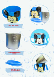 1pc 3D Cartoon Kids Drink Water Cup Stainless Steel Milk Cup 300ml ( Mickey Blue )