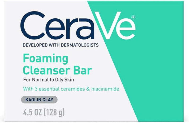 

CeraVe Foaming Cleanser Bar Soap-Free Body and Face Cleanser Bar for Oily Skin, Fragrance Free, 4.5 Ounce