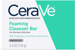 CeraVe Foaming Cleanser Bar Soap-Free Body and Face Cleanser Bar for Oily Skin, Fragrance Free, 4.5 Ounce